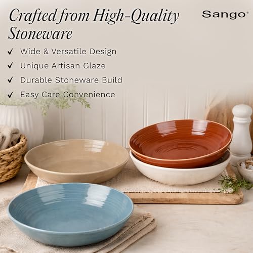 Siterra Painter's Palette Stoneware Pasta Bowls (Rustic Mix / Pasta Bowl Set)