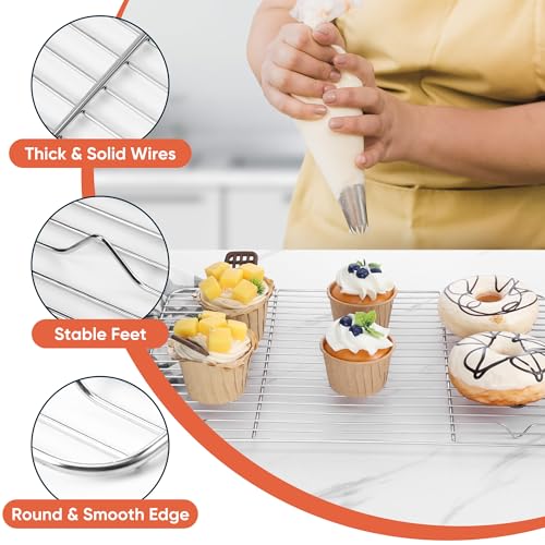 Stainless Steel Cooling Racks Set for Oven Cooking Baking (8.7+9.7+11.6+15.2 Inch)