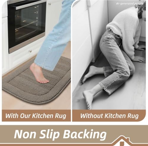 30x18 Inch Kitchen Rugs Non Slip Washable Kitchen Sink Rug (1'6" x 2'6" (Semicircular) / Taupe)