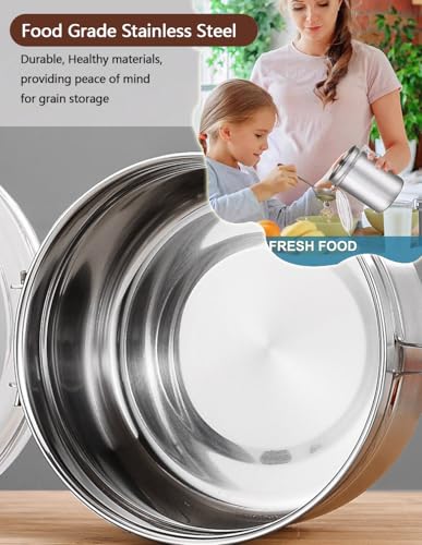 Stainless Steel Food Container with Clear Lids Airtight Container Stackable Small Canisters Kitchen Pantry Storage for Cereal (1.8L Silver-2)