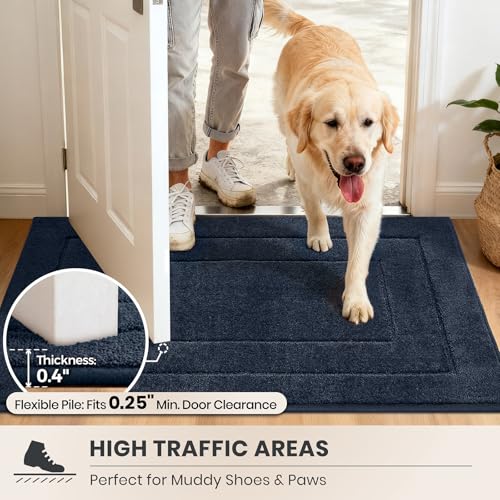 Dirt Trapping Door Mat Indoor Entrance (Navy Blue / 32" X 47" (Rectangular))
