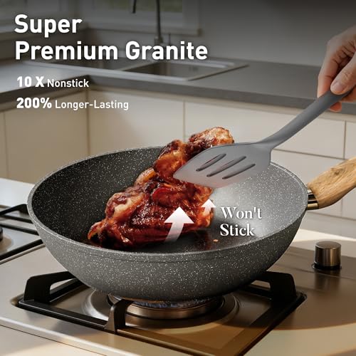 Pots and Pans Set Non Toxic (Gray / 12 Pcs Cookware Set)