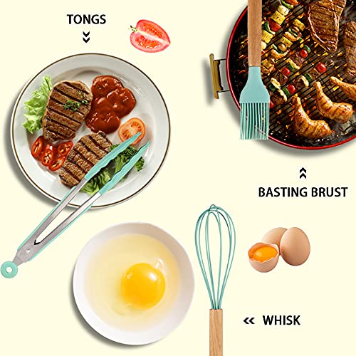 Silicone Cooking Kitchen Utensils Set (Green)