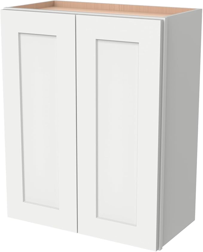 Wall-Mounted Cabinet – Solid Wood Shaker Style Medicine Cabinet with Adjustable Shelves & Soft-Close Doors for Bathroom, Kitchen, and Office Storage (Origami White, 36" W x 12" D x 36" H)