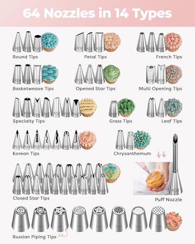 158 Cake Decorating Kit Baking Supplies Tools for Beginners & Pros (Light Pink)