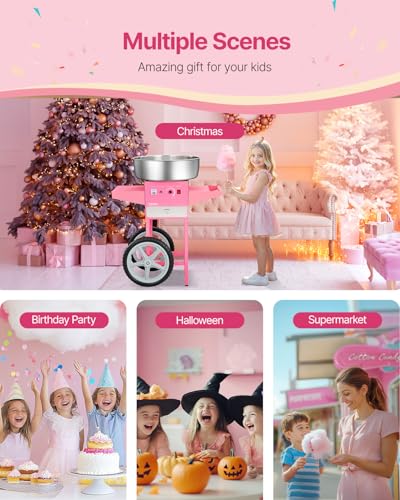 Electric Cotton Candy Machine with Cart (Pink / With Cart)