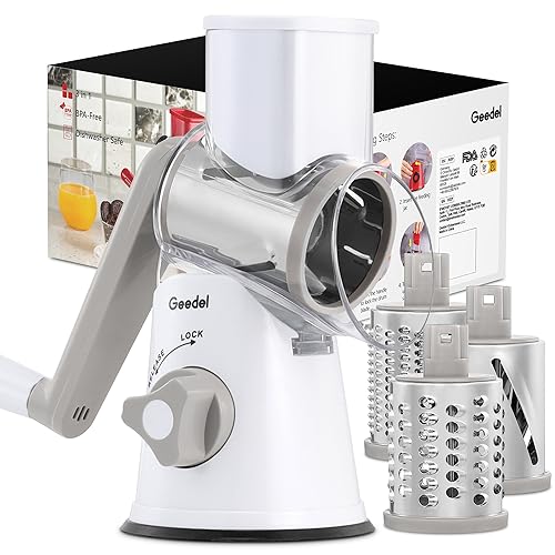 Rotary Cheese Grater Hand Crank (White / 3 Blades)