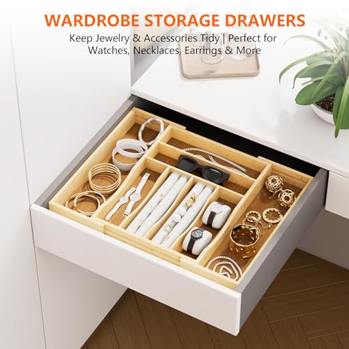 Expandable Bamboo Drawer Organizer Cutlery 6 (6-8 Slots)