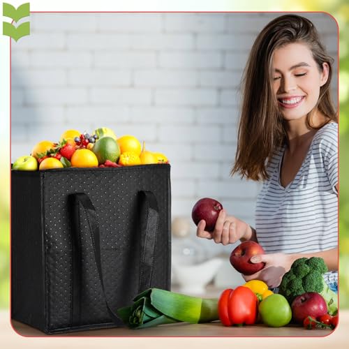 4 Pcs Insulated Grocery Bags Reusable (Black)