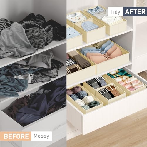 Drawer Organizer Clothes (Beige / 21 Pack)