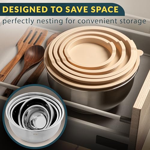 Stainless Steel Mixing Bowls with Lids Set (5 Count)