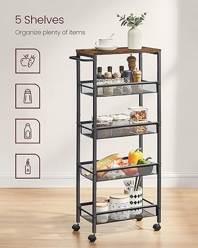 5 Tier Slim Rolling Storage cart with Wheels