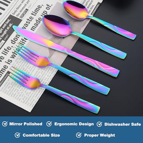 40 Piece Rainbow Flatware Set for 8 (Rainbow / 40-Piece)