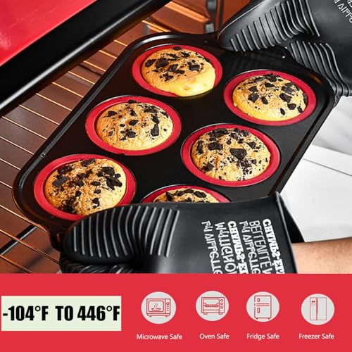 Muffin Pan, 6-Cup Nonstick Silicone Muffin Pans for Baking, Food-Grade Cupcake Pan for Oven, Microwave, Dishwasher Safe, BPA-Free Silicone Baking Mold for Muffins, Cupcakes, Egg Muffins (6 Cups Red)