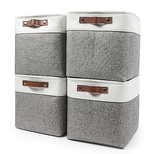 13x13 Cube Storage Bins (Gray / Off-White / Cube - 13"x13"x13")