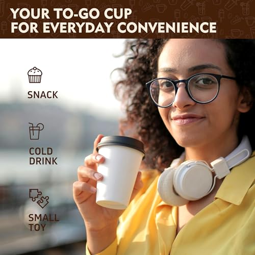 16 oz Disposable Coffee Cups with Lids 100 Pack (White / 16 oz)