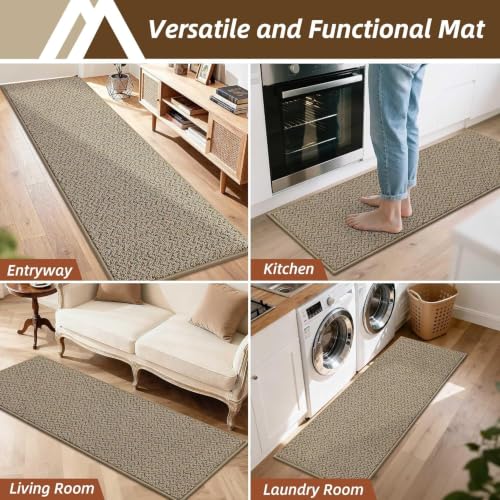 Dirt Trapper Door Mat 17"x60" Non Slip Washable Taupe (Taupe / 17" x 60")