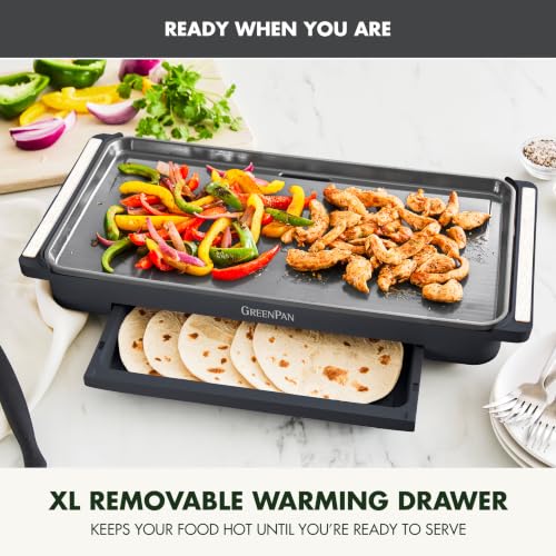 Advanced 10.5”x 20” Electric Griddle with Warming Drawer (10.5" x 20" Electric Griddle / Graphite)