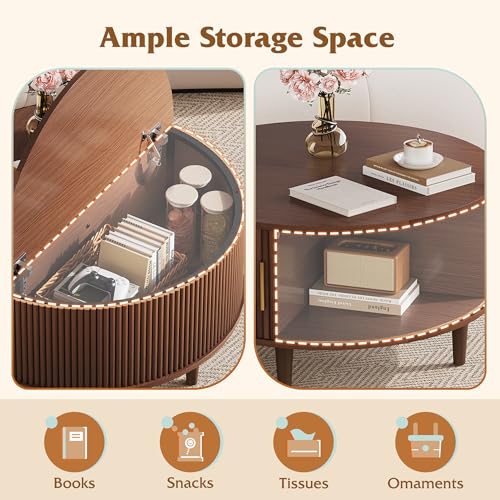 31.5" Round Coffee Table with Storage (Round_brown / 31.5" Round)