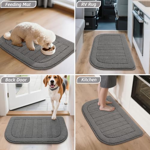 30x18 Inch Kitchen Rugs Non Slip Washable Kitchen Sink Rug (1'6" x 2'6" (Semicircular) / Grey)