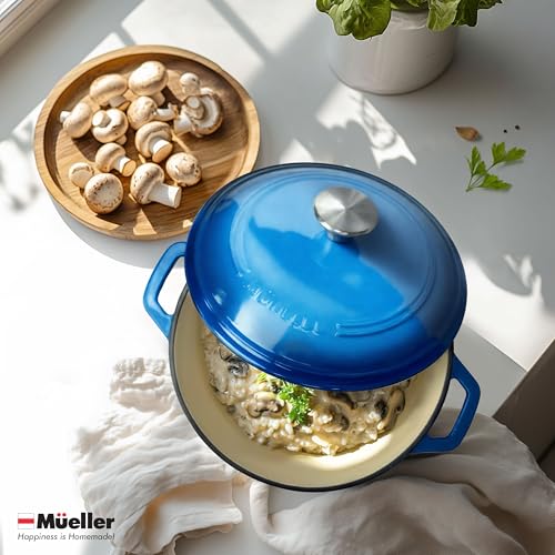 MUELLER HOME 4.5 QT Enameled Cast Iron Dutch Oven (4.5 Quart -Round / Aqua Blue)
