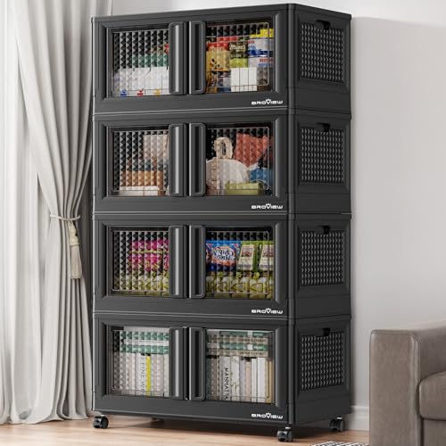 400Qt Stackable Storage Bins with Lids (Black / 100 GAL)