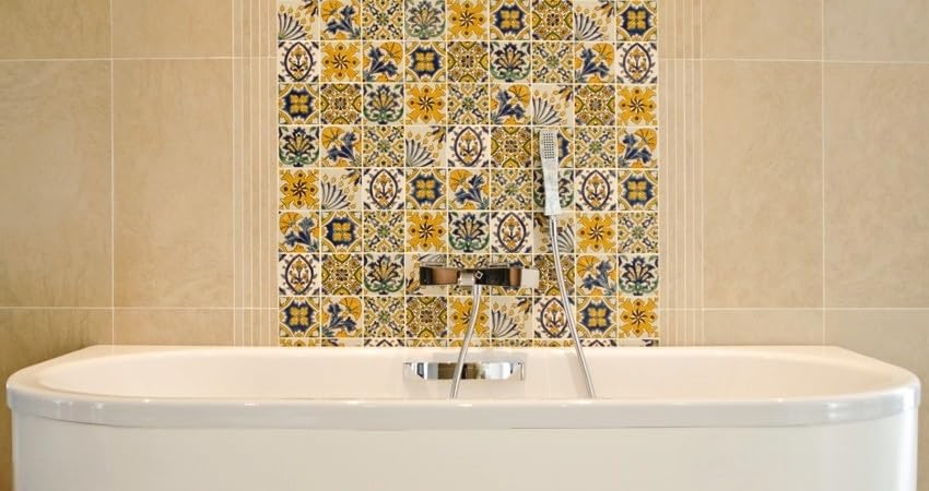 Set of 9 Decorative Ceramic Tiles (Mediterranean / 4" x 4" (1 Tile - Sample))