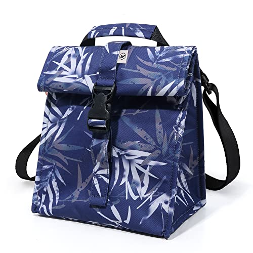 Insulated Lunch Bag Rolltop Lunch Box (Blue Bamboo)