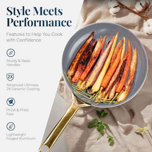 Modern 11 Pc Ceramic Cookware Set (Navy)