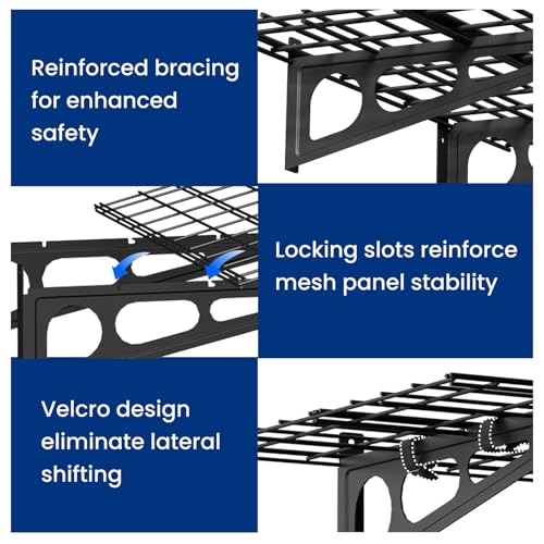 2 Pack Garage Shelving with Hooks (Black / 2 pack-2x6 ft w/hooks)