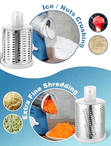 Rotary Cheese Grater Hand Crank (Blue White / 5 Blades)