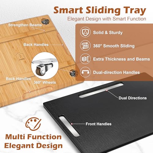 Appliance Slider for Kitchen Appliances 360° Rolling Sliding Tray for Coffee Maker Countertop (Medium (14.5" x 13") / Black)