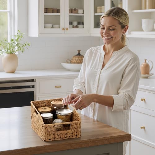 Pantry Baskets for Organizing (Natural(Water Hyacinth) / 2x 8½"L x 10"W x 7½"H)