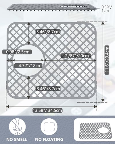 2 Pack Silicone Sink Protectors for Kitchen Sink (Gray)