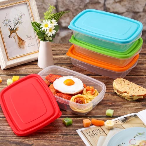 18 Pcs 33 oz Plastic Food Storage Containers with Lids (Multicolor)