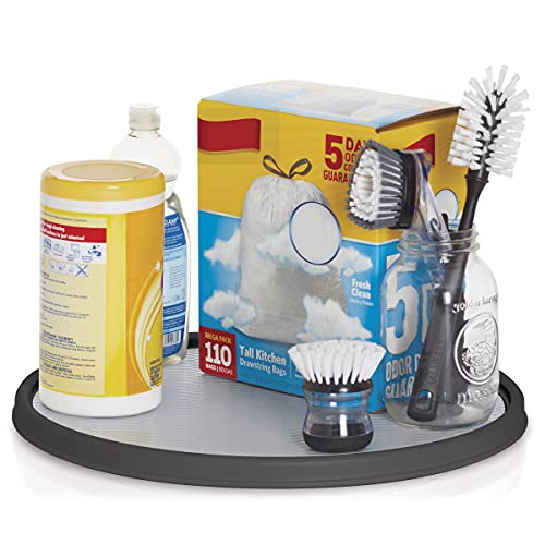 Non Skid Pantry Cabinet Lazy Susan Turntable (Charcoal/Light Gray / 18 Inch)