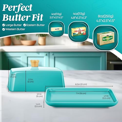 Extra Large Ceramic Butter Dish with Lid (Blue / Extra Large)