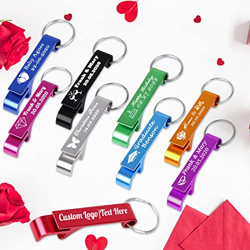 200PCS Personalized Bottle Opener Keychain Bulk Custom Beer Bottle Opener with Logo Text Engraved Wedding Bottle Opener Favors Customized Gifts for Guests Baby Shower Birthday Party (200 Count)