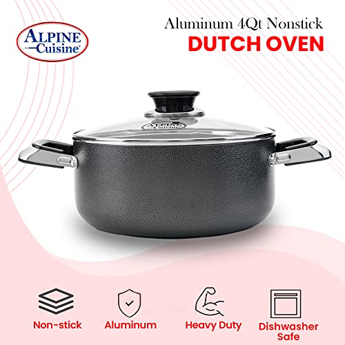 4 Quart Non stick Stock Pot with Tempered Glass Lid and Carrying Handles (4-Quart Stock Pot / Standard Packaging)