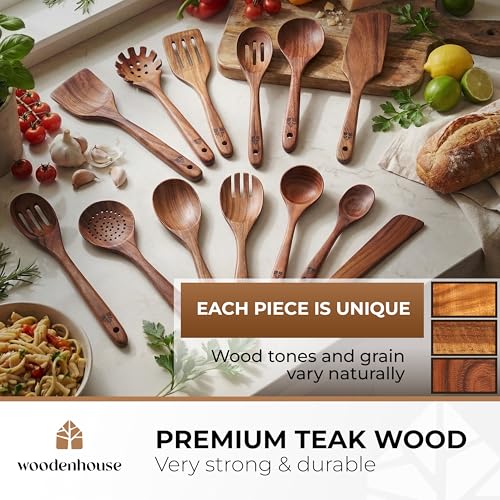 Wooden Spoons for Cooking 13 Pcs (13 Piece Set)