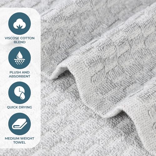 Juno Viscose Cotton Blend Medium Weight Towels (6 Piece Towel Set / Platinum)