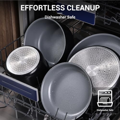 18 Piece Ceramic Pots and Pans Set Non Stick (Black)