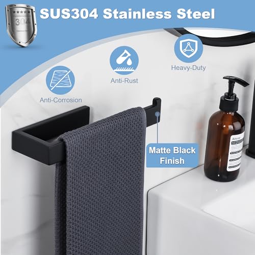 Bathroom Hand Towel Holder (Matte Black)