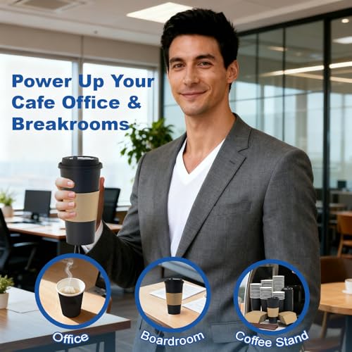 20 oz 500 Pack Coffee Cups with Lids and Sleeves (Black-500packs / 20 oz)