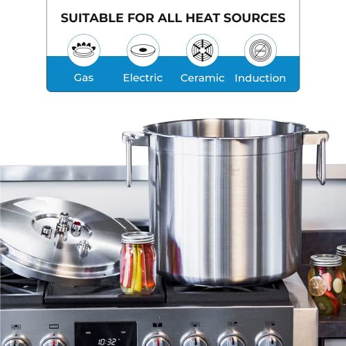 32 Quart Stainless Steel Pressure Cooker Extra Large Canning Pot with Lid for Commercial Use (32 Quarts / QCP430)