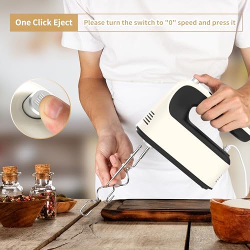 9 Speed Digital Hand Mixer Electric (Creamy/Black)