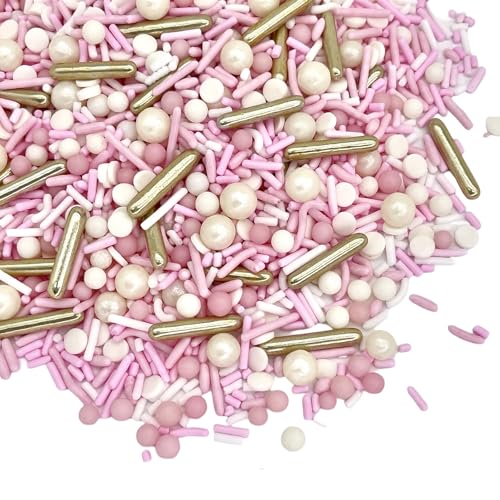 Sprinkles Edible Cake and Cupcake Sprinkles with Assorted Shapes and Sizes for Parties (Pink Princess)