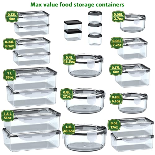 44 Pcs Food Storage Containers with Lids Airtight (44 Pcs)