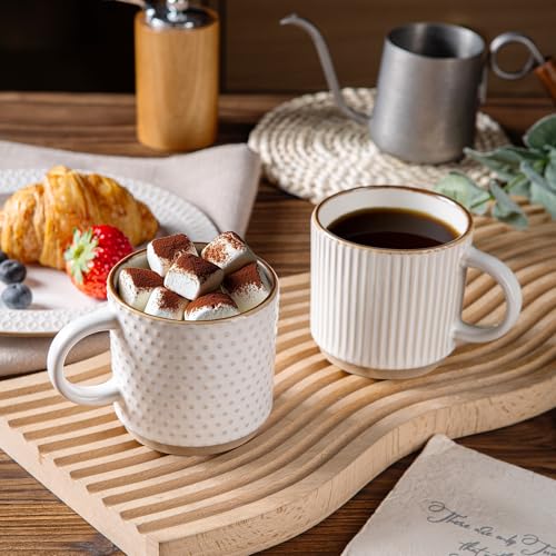 6 OZ Stackable Coffee Mugs Set of 4 (Off-White / 6 Ounces)