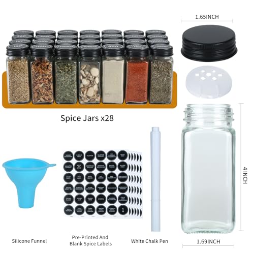 Spice Rack Organizer with 28 Spice Jars